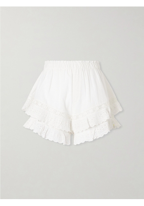 Sea - Eliza Embroidered Cotton-blend Shorts - White - xx small,x small,small,medium,large,x large