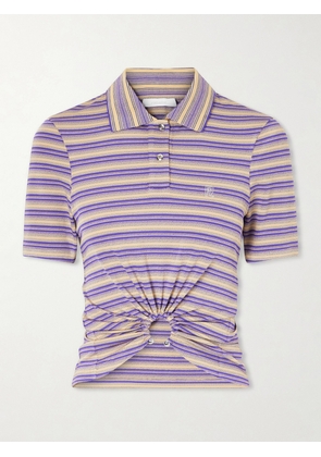 RABANNE - Embellished Striped Woven Polo Shirt - Multi - x small,small,medium,large,x large