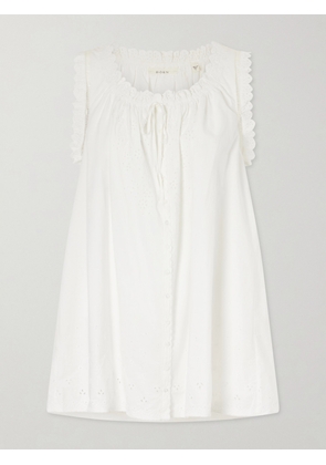 DÔEN - Nessie Broderie Anglaise Organic Cotton Mini Dress - White - xx small,x small,small,medium,large,x large,xx large