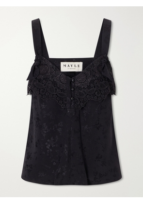 MAISON MAYLE - Cabane Floral-jacquard Silk Top - Black - US0,US2,US4,US6,US8,US10,US12
