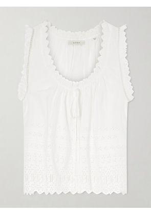 DÔEN - Toussine Gatehred Broderie Anglaise Cotton Top - White - xx small,x small,small,medium,large,x large,xx large