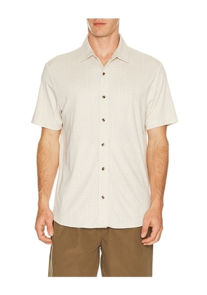 TravisMathew Cabana Jacquard Shirt in Beige. Size L. Also in S, M, XL/1X.