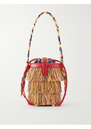 Dolce & Gabbana - Capri Fringed Leather And Twill-trimmed Raffia Bucket Bag - Multi - One size