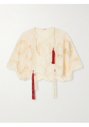 Johanna Ortiz - Sun Tides Tasseled Broderie Anglaise Cotton-blend Top - Neutrals - US0,US2,US4,US6,US8
