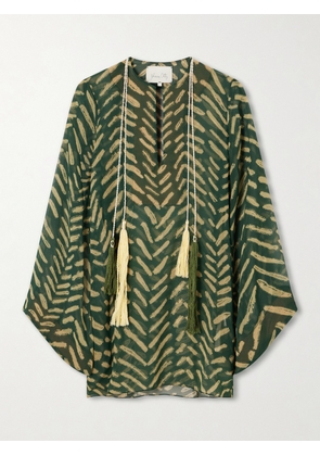 Johanna Ortiz - Refugio De Sol Tasseled Printed Recycled Georgette Coverup - Green - US0,US2,US4,US6,US8,US10,US12