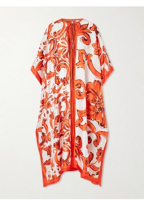 Dolce & Gabbana - Maiolica Printed Silk Maxi Dress - Orange - IT36,IT38,IT40,IT42,IT44
