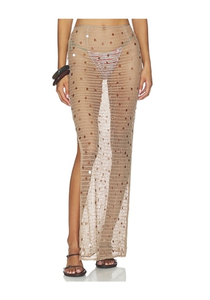 SNDYS Althea Maxi Skirt in Brown. Size L. Also in M, S, XL, XS, XXS.