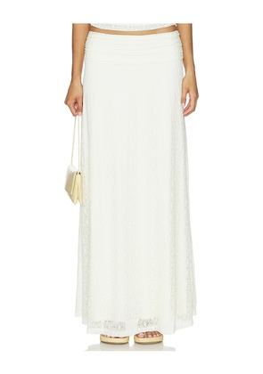 SEVEN WONDERS Samirah Low Waisted Lace Maxi Skirt in Cream. Size L. Also in XS, S, M.