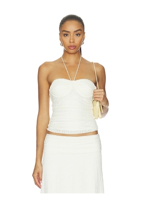 SEVEN WONDERS Samirah Halter Lace Top in Cream. Size L. Also in XS, S, M.