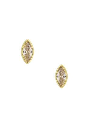 SHASHI Marquise Bezel Stud in Metallic Gold.