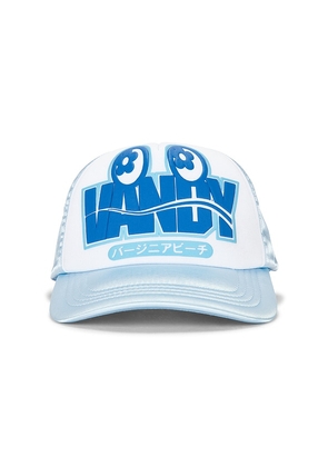 VANDYTHEPINK Eye Logo Trucker Hat in Blue.