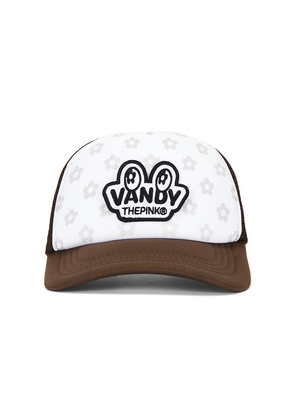 VANDYTHEPINK Eye Logo Patch Trucker Hat in Brown.
