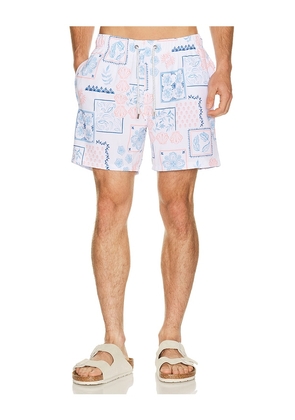Vintage Summer Seersucker Strech Volley Swim Trunks in White. Size L. Also in S, M, XL/1X, XXL/2X.