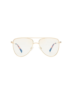 Le Specs The Duke Blue Light Glasses in Metallic Gold.