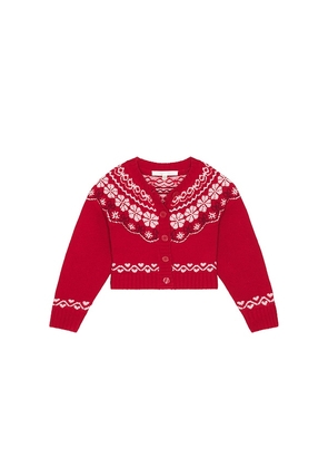 LoveShackFancy Kids Wrenna Cardigan in Red. Size 3. Also in 2, 4, 5, 6.
