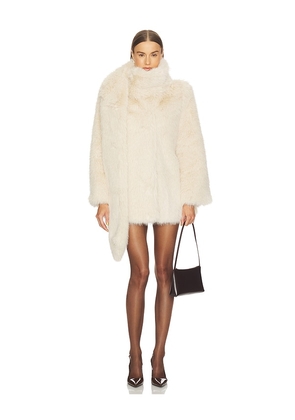 LOBA Brenda Faux Fur Coat in Ivory. Size S. Also in M, L, XL.