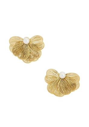 MIRANDA FRYE Lily Earrings in Metallic Gold.