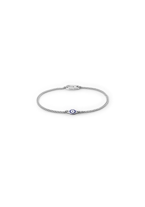 Miansai Single Blue Eye Bracelet in Metallic Silver. Size M. Also in L.