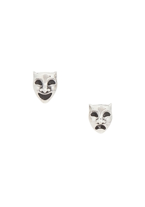 MAPLE Laugh Now Cry Later Earrings in Metallic Silver.