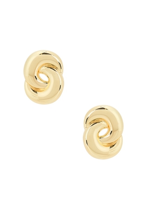 Luv AJ The Solstice Knot Studs Earring in Metallic Gold.