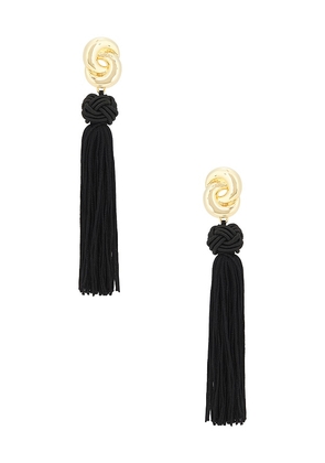Luv AJ The Solstice Knot Tassel Earrings in Metallic Gold.