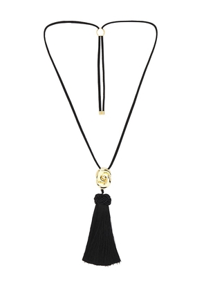 Luv AJ The Solstice Knot Tassel Necklace in Metallic Gold.