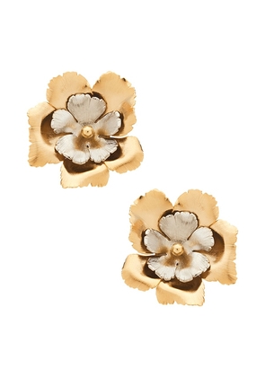 LELET NY Eden Floral Earrings in Metallic Gold.