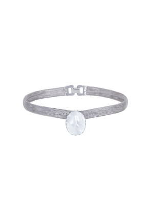 LELET NY Charlotte Mesh Choker in Metallic Silver.