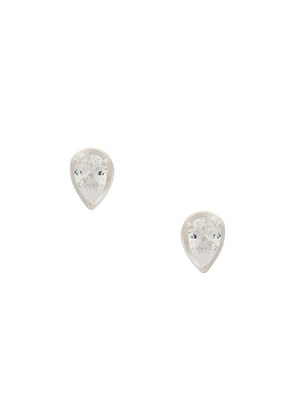 Mazin Jewels Center Stage Studs in Metallic Silver.