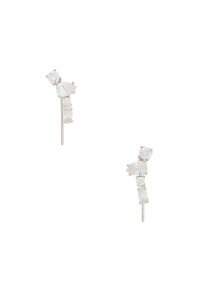 Mazin Jewels Luna Earrings in Metallic Silver.