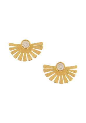 Mazin Jewels Sunray Earrings in Metallic Gold.