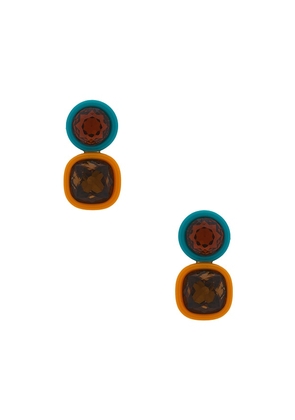 Lele Sadoughi Gem Duo Earrings in Orange, Teal.