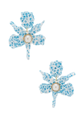 Lele Sadoughi Small Pearl Lily Earrings in Blue.