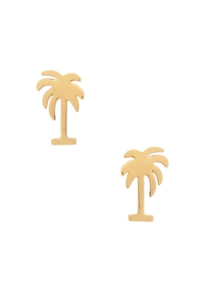 Lele Sadoughi Palm Tree Stud Earrings in Metallic Gold.