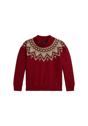 Polo Ralph Lauren Long Sleeve Lightweight Fleece Mockneck Bubble Sweatshirt in Red. Size 4. Also in 6, 2, 5.