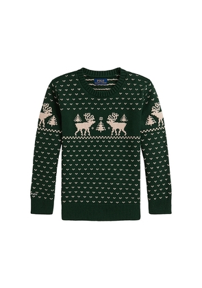 Polo Ralph Lauren Long Sleeve Intarsia Reindeer Sweater Coverall in Green. Size 3. Also in 2.