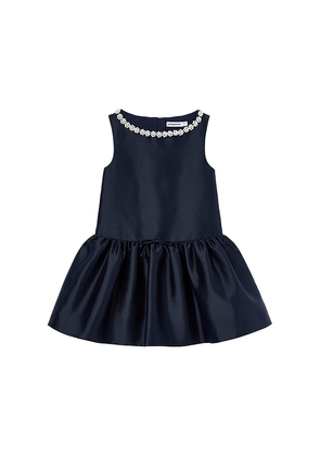 self-portrait Kids Flower Scallop Taffeta Dress in Navy. Size 6/7. Also in 5/6T.