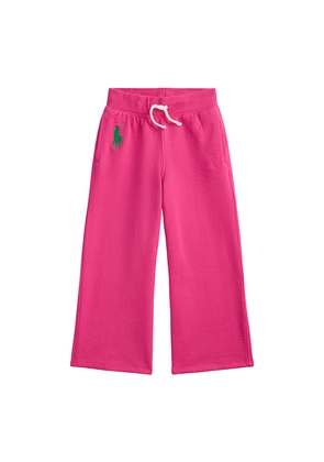 Polo Ralph Lauren Kids Magic Fleece Wide Leg Athletic Jogger in Pink. Size 3. Also in 4.