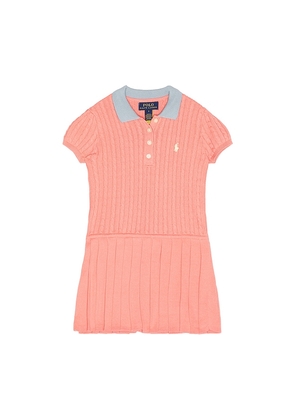 Polo Ralph Lauren Short Sleeve Cotton Mini Cable Knit Collared Dress in Rose. Size 2. Also in 3, 4.