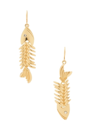 petit moments Fishbone Earrings in Metallic Gold.