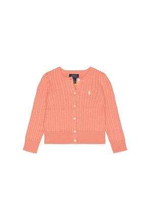 Polo Ralph Lauren Cable Knit Cotton Cardigan in Rose. Size 3. Also in 4.