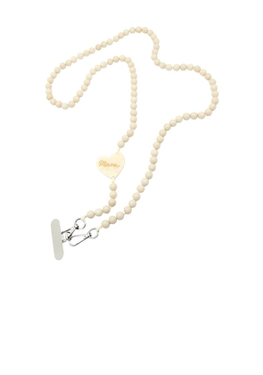 Solar Eclipse Hand-Painted Mama Heart Crossbody Phone Chain in Cream.