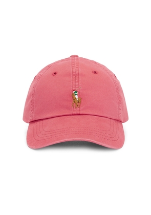Polo Ralph Lauren Stretch Twill Classic Sport Cap & Leather Strap in Red.