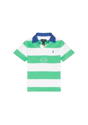 Polo Ralph Lauren Short Sleeve Jersey Knit Rugby Striped Shirt in Green. Size 2. Also in 5.