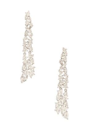 SHASHI Ren Pave Earring in Metallic Silver.