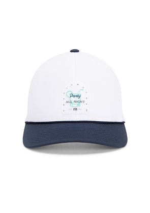 TravisMathew Beer Break Hat in White,Navy.