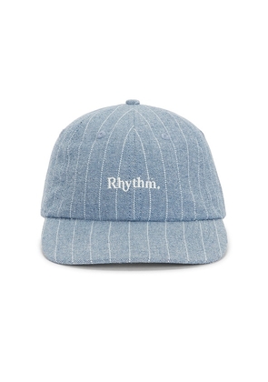 Rhythm Essential Pin Stripe Denim Cap in Blue.