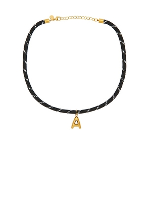 petit moments Bubble Initial Paracord Necklace in Black. Size A. Also in B, C, D, E, F, G, H, J, K, L, M, N, O, P, R, S, T.