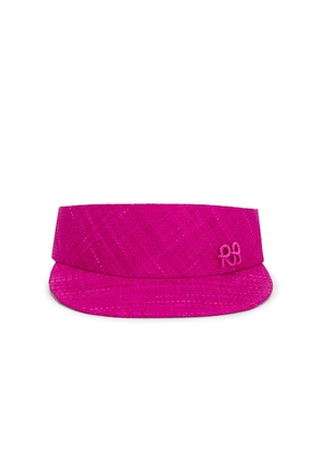 Ruslan Baginskiy Monogram-embellished Straw Visor Hat in Pink.