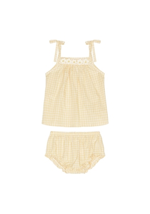 Wild Wawa Crochet Daisy Set in Lemon. Size 18/24. Also in 2/3, 3/4.
